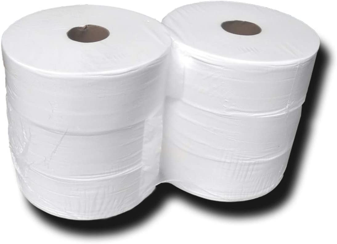 6x Jumbo Toilettenpapier Zellstoff 2-lagig 360 m Hochweiss