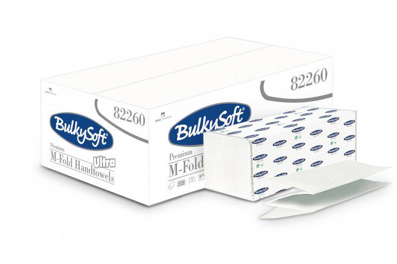 Handtuch Premium Bulkysoft, Ultra W-Falz, weiss, 3-lagig 21.5x32cm, Karton à 2500 Blatt