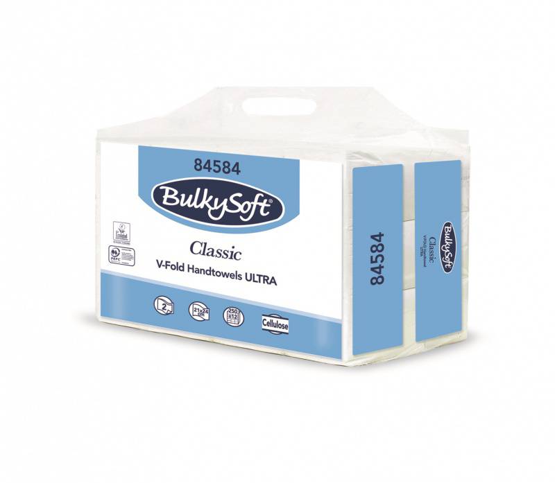 BulkySoft® Papierhandtücher V-Falz Classic EasyBag 2-lagig 24x21 cm