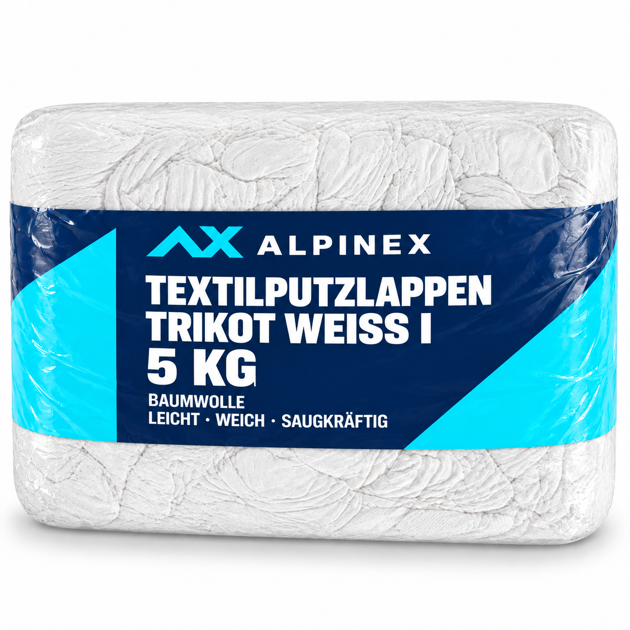600 kg Alpinex Putzlappen Trikot I weiss – 5 kg Palette