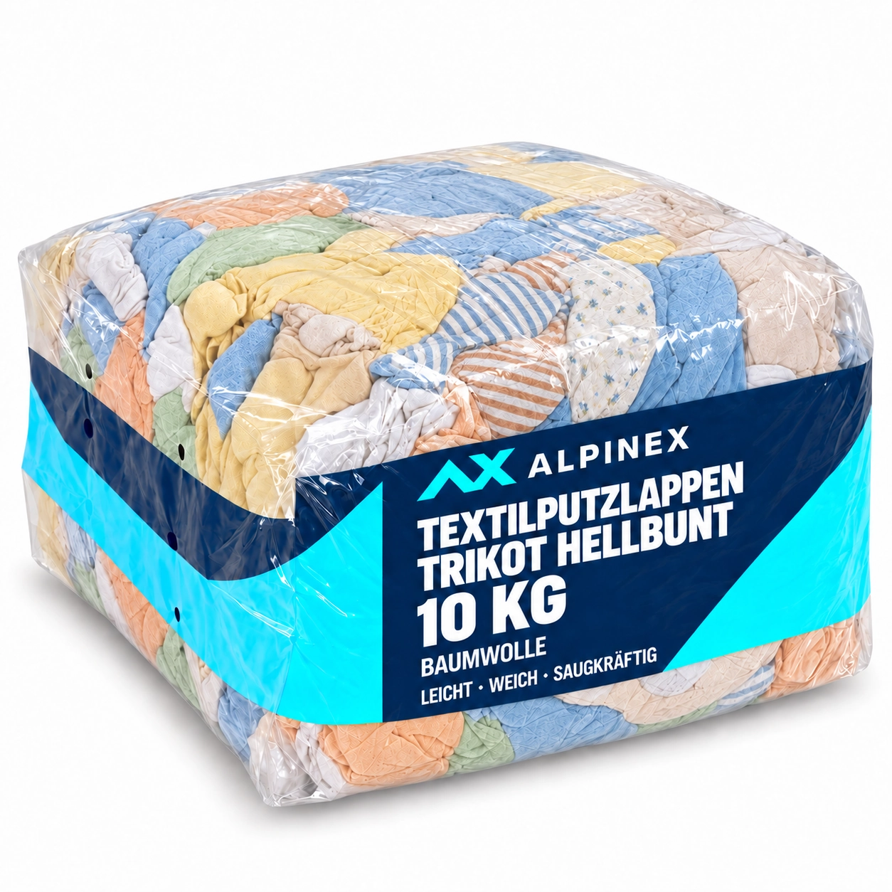 600 kg Alpinex Putzlappen Trikot hellbunt, 60 Packs à 10 kg